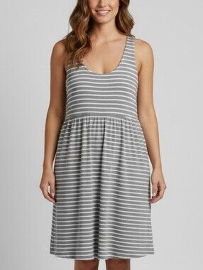 Reitman's Stripey Grey And White Rayon Jersey Sun Dress